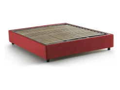 Cama de casal Elisa, Cama de armazenamento com forro de tecido, 100% Fabricado na Itália, Abertura frontal, adequada para colchão 160x190 cm, Vermelho