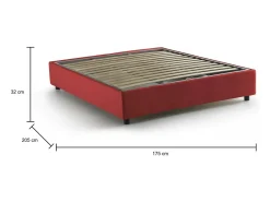 Cama de casal Elisa, Cama de armazenamento com forro de tecido, 100% Fabricado na Itália, Abertura frontal, adequada para colchão 160x190 cm, Vermelho