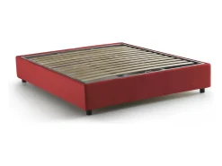 Cama de casal Elisa, Cama de armazenamento com forro de tecido, 100% Fabricado na Itália, Abertura frontal, adequada para colchão 160x190 cm, Vermelho