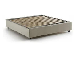 Cama de casal Elisa, Cama de arrumação com forro de tecido, 100% Fabricado em Itália, Abertura frontal, adequada para colchão 160x190 cm, Bege