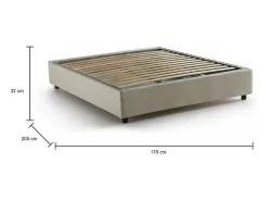 Cama de casal Elisa, Cama de arrumação com forro de tecido, 100% Fabricado em Itália, Abertura frontal, adequada para colchão 160x190 cm, Bege