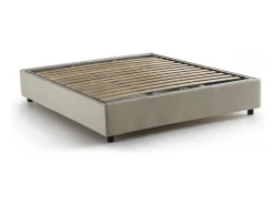 Cama de casal Elisa, Cama de arrumação com forro de tecido, 100% Fabricado em Itália, Abertura frontal, adequada para colchão 160x190 cm, Bege