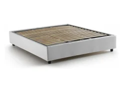 Cama de casal Elisa, Cama de armazenamento com forro de tecido, 100% Fabricado na Itália, Abertura frontal, adequada para colchão 160x190 cm, Branco