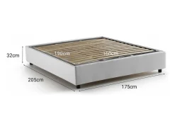 Cama de casal Elisa, Cama de armazenamento com forro de tecido, 100% Fabricado na Itália, Abertura frontal, adequada para colchão 160x190 cm, Branco