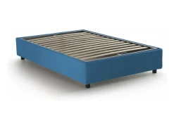 Cama de casal Elisa, Cama de armazenamento com forro de tecido, 100% Fabricado na Itália, Abertura frontal, adequada para colchão 160x190 cm, Azul