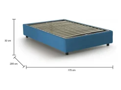 Cama de casal Elisa, Cama de armazenamento com forro de tecido, 100% Fabricado na Itália, Abertura frontal, adequada para colchão 160x190 cm, Azul
