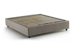 Cama de casal Elisa, Cama de armazenamento com forro de tecido, 100% Fabricado na Itália, Abertura frontal, adequada para colchão 160x190 cm, Taupe