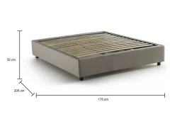Cama de casal Elisa, Cama de armazenamento com forro de tecido, 100% Fabricado na Itália, Abertura frontal, adequada para colchão 160x190 cm, Taupe