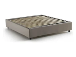 Cama de casal Elisa, Cama de armazenamento com forro de tecido, 100% Fabricado na Itália, Abertura frontal, adequada para colchão 160x190 cm, Taupe