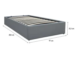 Cama de casal em PVC com baú "Ava" - Cinza - 90 x 190 cm