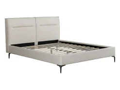 Cama de casal em tecido design "Moritz" - 180 x 200 cm - Bege, com estrado incluído