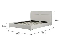 Cama de casal em tecido design "Moritz" - 180 x 200 cm - Bege, com estrado incluído