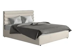 Cama de casal em veludo "Livigno" - 140 x 190 cm - Bege com Baú de Armazenamento