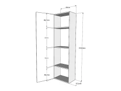 Cama de casal Sofà Kentaro White Ash com coluna - armário superior - armário acima da coluna