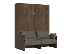 Cama de casal Sofà Kentaro dobrável vertical Nogueira