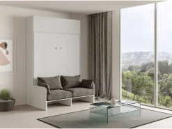 Cama de casal Sofà Kentaro White Ash com móvel de popa