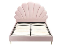Cama de casal tamanho queen 160 x 200 cm em veludo rosa - LIVAYA
