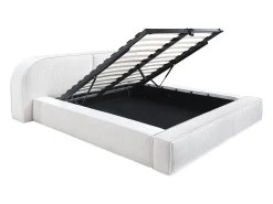 Cama de casal tamanho queen com arrumação, 160 x 200 cm, em veludo cotelê creme - LIRABA da Maison Céphy