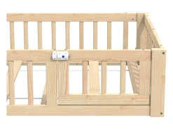 Cama de criança em forma de cabana, 90 x 200 cm, em madeira de pinho e MDF - Cor natural clara