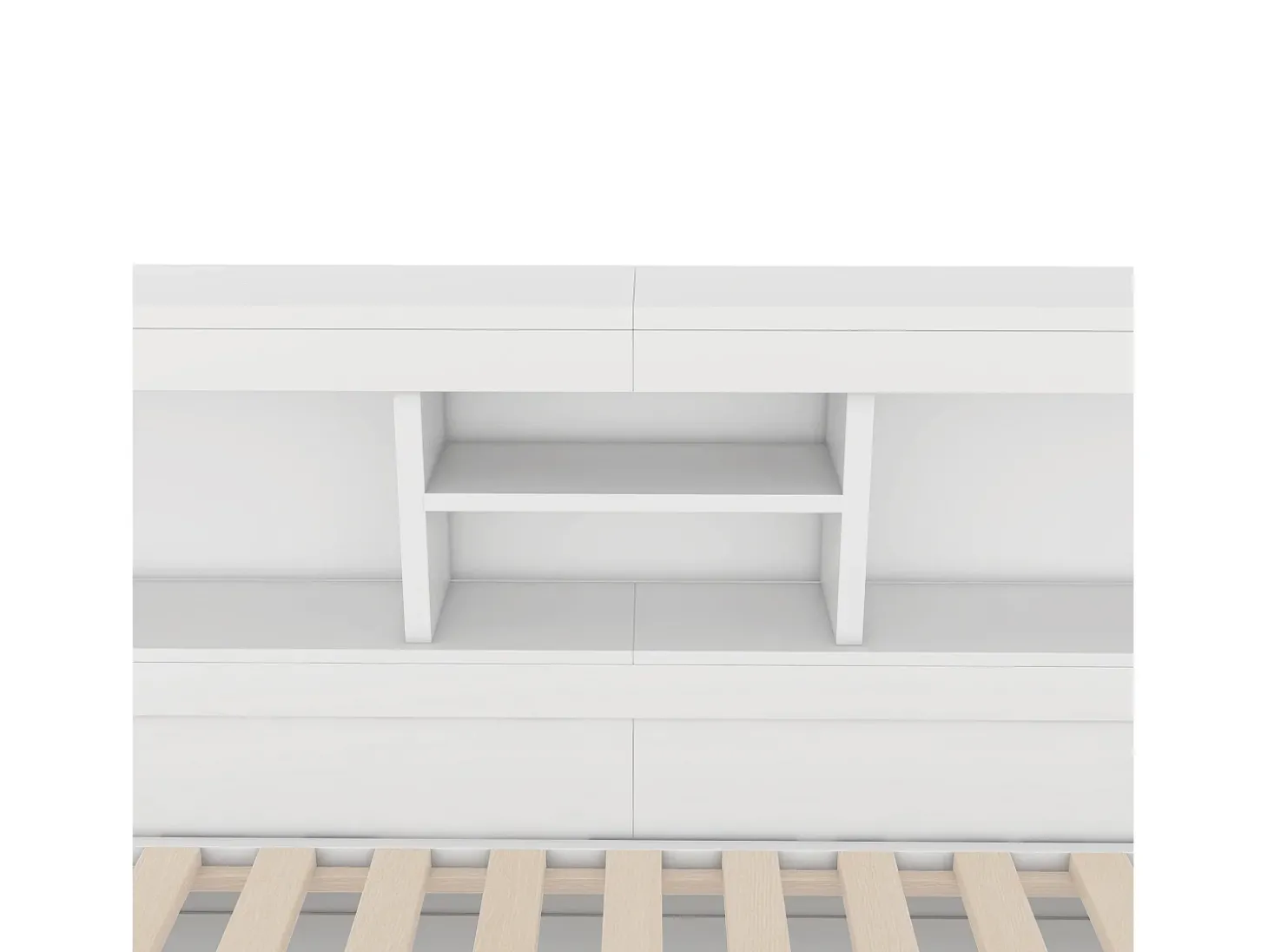 Cama de dia de 90x200cm com cama individual de 90x190cm - mesa de cabeceira com arrumação, LED e tomadas - Branco