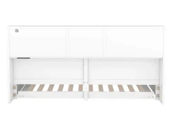 Cama de dia de 90x200cm com cama individual de 90x190cm - mesa de cabeceira com arrumação, LED e tomadas - Branco