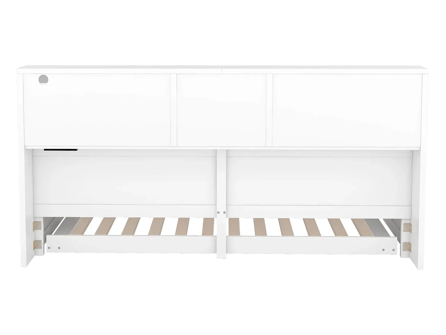 Cama de dia de 90x200cm com cama individual de 90x190cm - mesa de cabeceira com arrumação, LED e tomadas - Branco