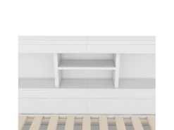Cama de dia de 140x200cm com uma cama de solteiro de 90x190cm - mesa de cabeceira com arrumação, LED e tomadas - Branco
