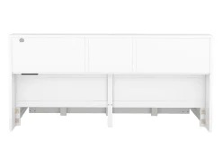 Cama de dia de 140x200cm com uma cama de solteiro de 90x190cm - mesa de cabeceira com arrumação, LED e tomadas - Branco