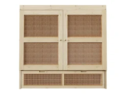 Cama de embutir 140 x 200 cm - con 2 gavetas - con somier de ripas - natural​ (colchão não incluído)