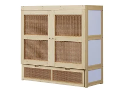 Cama de embutir 140 x 200 cm - con 2 gavetas - con somier de ripas - natural​ (colchão não incluído)