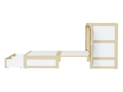 Cama de embutir 140 x 200 cm - con 2 gavetas - con somier de ripas - natural​ (colchão não incluído)