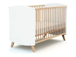 Cama de grades de madeira 60 x 120 cm Branco e faia