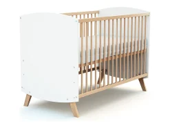 Cama de grades de madeira 60 x 120 cm Branco e faia