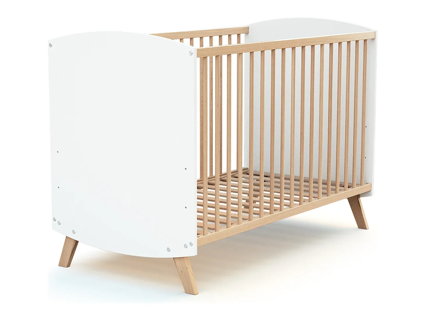 Cama de grades de madeira 60 x 120 cm Branco e faia