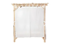 Cama de jardim com dossel em teca - Natural claro e branco - TULUM
