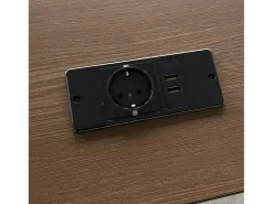 Cama de metal elevada 140x200 cm - con iluminação LED - con escrivaninha e prateleira de armazenamento - con porta USB - Preto (colchão não incluído)