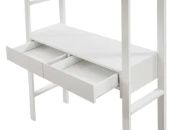 Cama de mezanino 90 x 190 cm com secretária e arrumação pinho e MDF branco - KALIZI