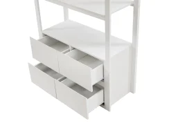 Cama de mezanino 90 x 190 cm com secretária e arrumação pinho e MDF branco - KALIZI