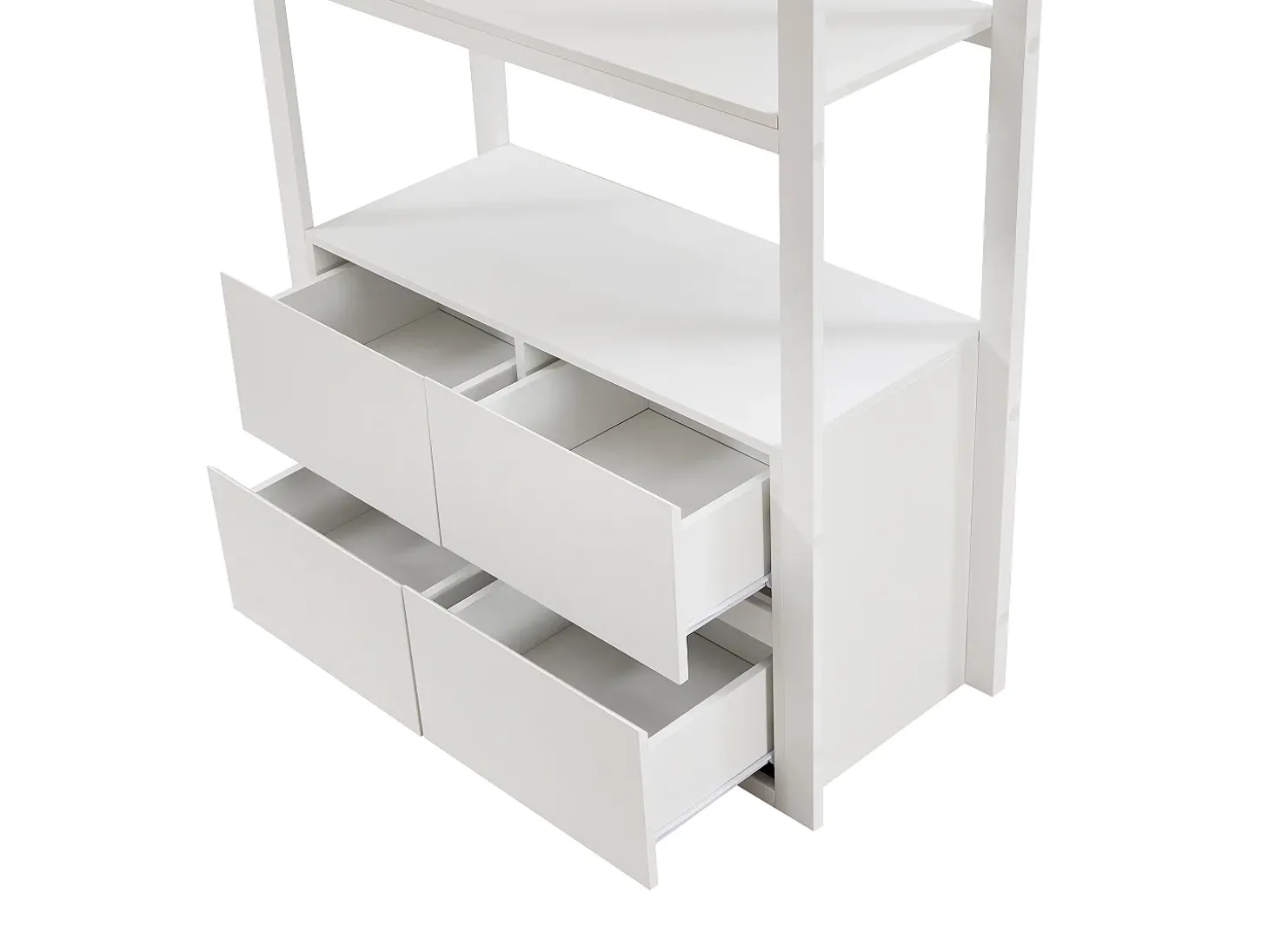 Cama de mezanino 90 x 190 cm com secretária e arrumação pinho e MDF branco - KALIZI