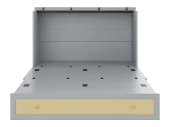 Cama de parede de 140 x 200 cm com gaveta e portas USB - cama de plataforma convertível em MDF - Cinza