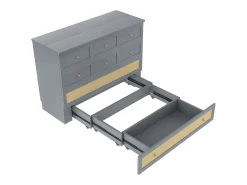 Cama de parede de 140 x 200 cm com gaveta e portas USB - cama de plataforma convertível em MDF - Cinza