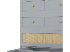 Cama de parede de 140 x 200 cm com gaveta e portas USB - cama de plataforma convertível em MDF - Cinza