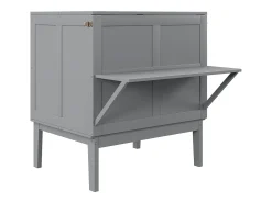 Cama de parede dobrável de 90x200 cm, cama de parede vertical com ripas - cinzento
