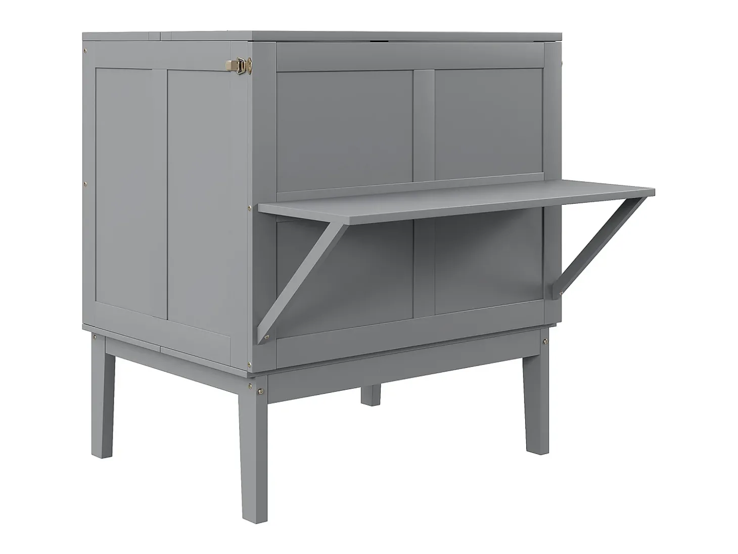 Cama de parede dobrável de 90x200 cm, cama de parede vertical com ripas - cinzento