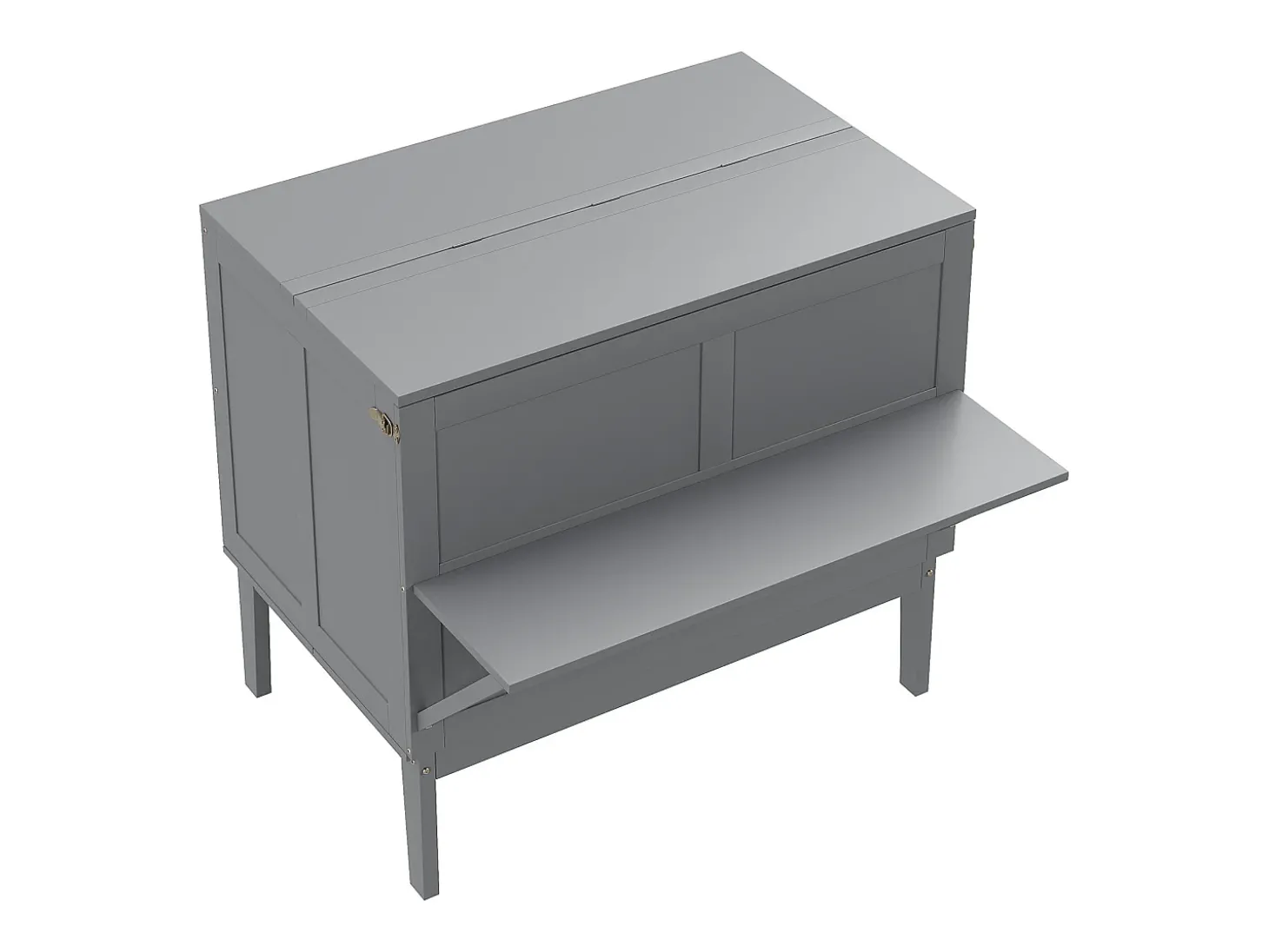 Cama de parede dobrável de 90x200 cm, cama de parede vertical com ripas - cinzento