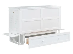 Cama de parede móvel - 140 x 200 cm - cama conversível - com gavetas e prateleira - pinho e MDF - branca