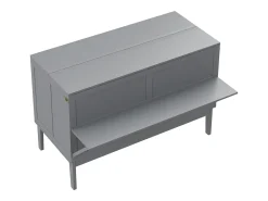 Cama de parede 140x200 cm - montada na parede Cama dobrável, cama vertical, cama de parede com ripas - cinzento