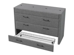 Cama de parede 140x200 cm com 1 gaveta, USB e Tipo-C - Tecido de linho cinzento