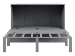 Cama de parede 140x200 cm, com estrado de ripas, cama de parede rebatível, dimensões após dobragem: 70x140cm, sem colchão, madeira, cinzento