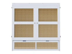 Cama de parede 140x200 cm com estrado de ripas e 2 gavetas - Branca
